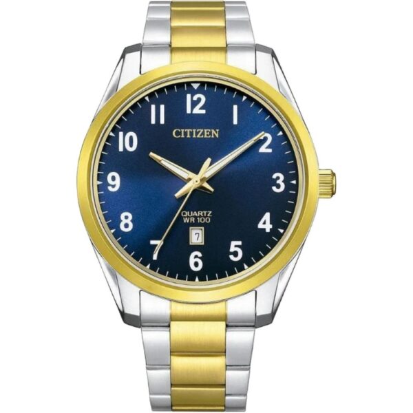 RELOJ CITIEN ANALOGO VARON CUARZO ESFERA AZUL CORREA BICOLOR BI1036-57L