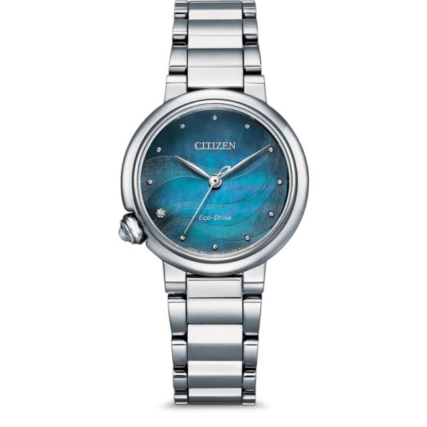 RELOJ CITIZEN DAMA ECO-DRIVE ESFERA OCEANO CORREA METALICA EM0910-80N